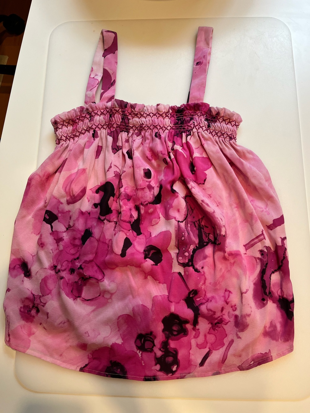 ST.JOHN Pink Floral Smocked Top